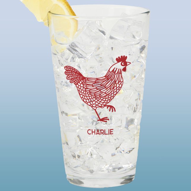 Chicken Hen Personalised Glass (Chicken hen poultry personalized glass tumbler)