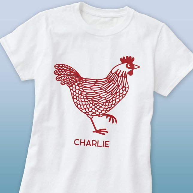 Chicken Hen Personalised T-Shirt (Fun chicken hen personalized custom name t-shirt)