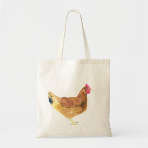 Chicken hen watercolor barn farm rustic vintage tote bag