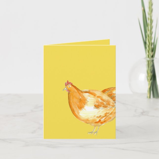 Chicken Hen Yellow Thank You Card (Front)