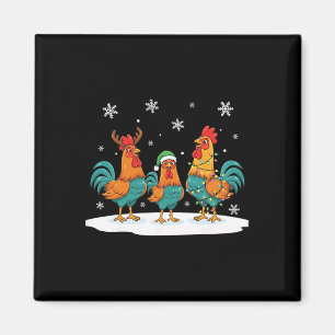 Chicken Holiday Rooster Trio, Chicken Magnet