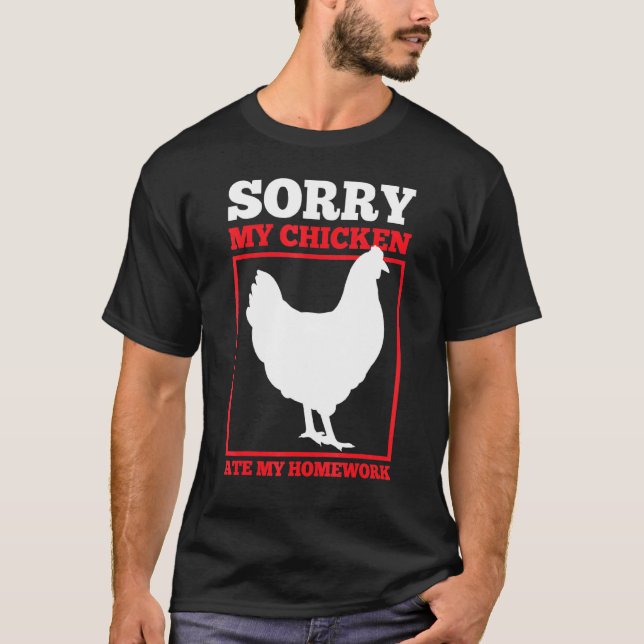 Chicken Homework Back To School Student T-Shirt (Front)