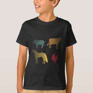 Chicken Horse Pig Cow Farm Farmer Retro 70s 80s An T-Shirt
