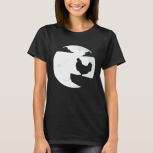 Chicken Howling Moon  Animal Silhouette Women Boys T-Shirt