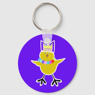 Chicken in a crown with beads key ring