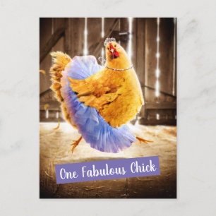 Chicken in a Tutu Invitation Postcard