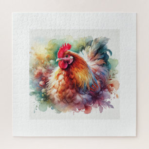 Chicken in Light 200824AREF146 - Watercolor Jigsaw Puzzle