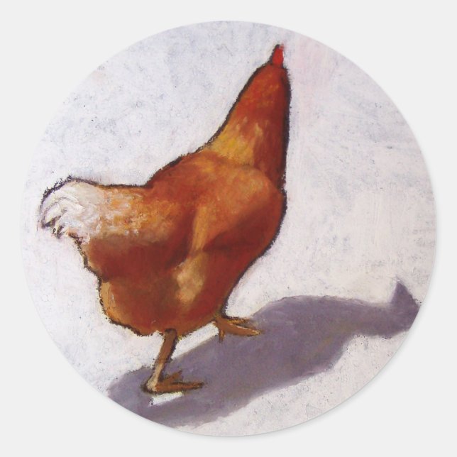 CHICKEN IN OIL PASTEL CLASSIC ROUND STICKER (Front)
