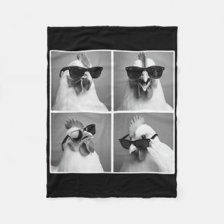 Chicken In Photobooth Rooster With Sungles  Fleece Blanket