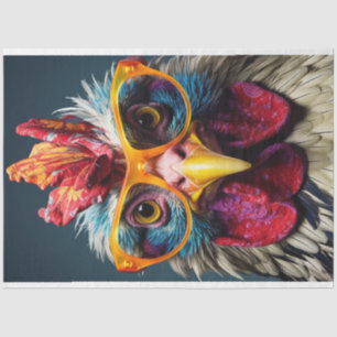 Chicken in Red Glasses Wackadoodle Decoupage Tissue Paper