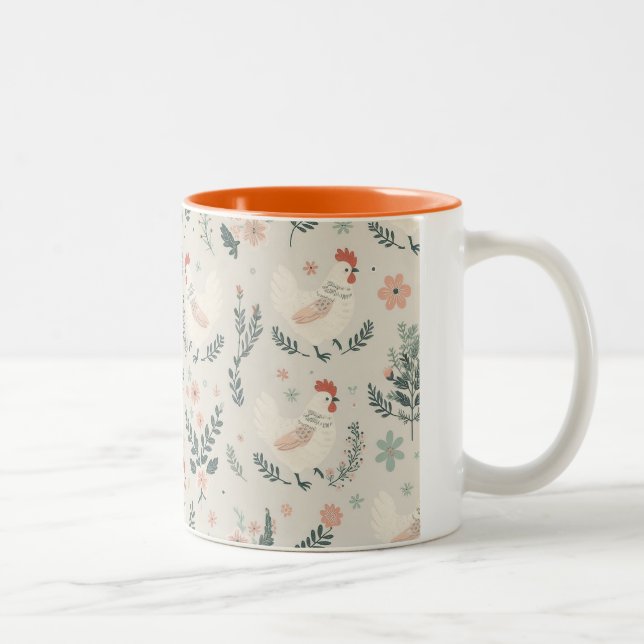 Chicken in the Garden Two-Tone Coffee Mug (Right)