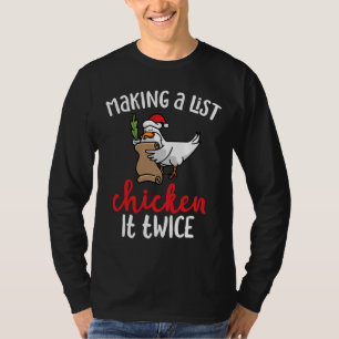 Chicken It Twice Chicken Christmas Design T-Shirt