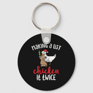 Chicken It Twice Funny Chicken Christmas Design Key Ring