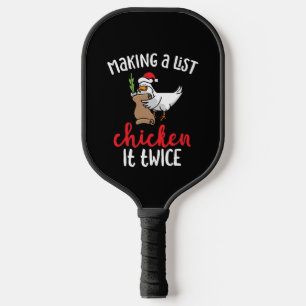 Chicken It Twice Funny Chicken Christmas Design Pickleball Paddle