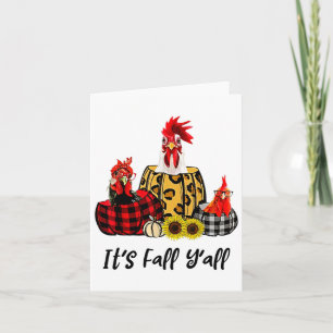Chicken It's Fall Y'all Leopard Pumpkin Autumn Tha Card