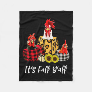 Chicken It's Fall Y'all Leopard Pumpkin Autumn Tha Fleece Blanket