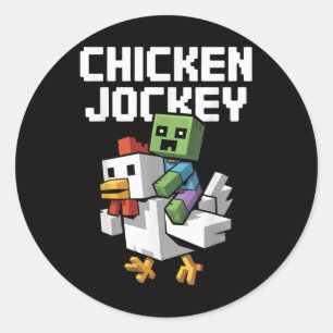 Chicken Jockey Pixel Funny  Classic Round Sticker