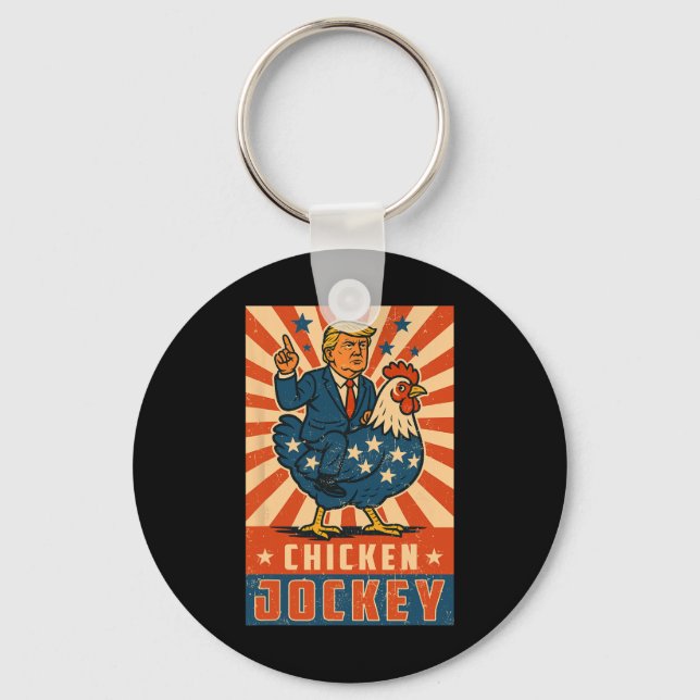 Chicken Jockey Trump Funny Meme 10  Key Ring (Front)