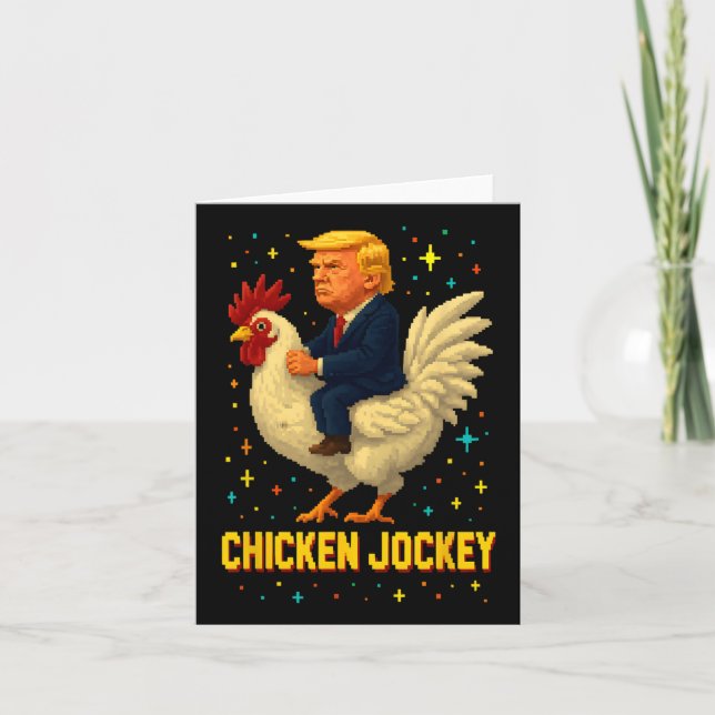 Chicken Jockey Trump Funny Meme 2  Card (Front)