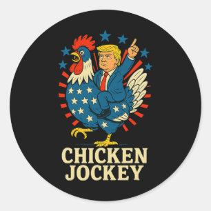 Chicken Jockey Trump Funny Meme 2 Classic Round Sticker