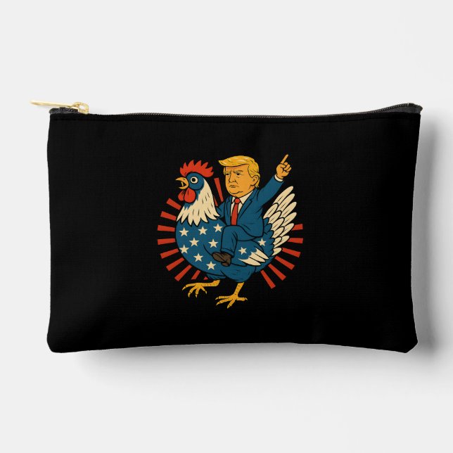 Chicken Jockey Trump Funny Meme Accessory Pouch (Front)
