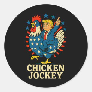 Chicken Jockey Trump Funny Meme  Classic Round Sticker