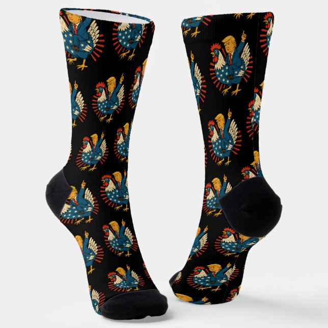 Chicken Jockey Trump Funny Meme Socks (Angled)
