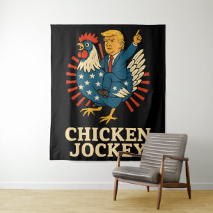 Chicken Jockey Trump Funny Meme Tapestry