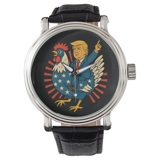 Chicken Jockey Trump Funny Meme Watch (Front)