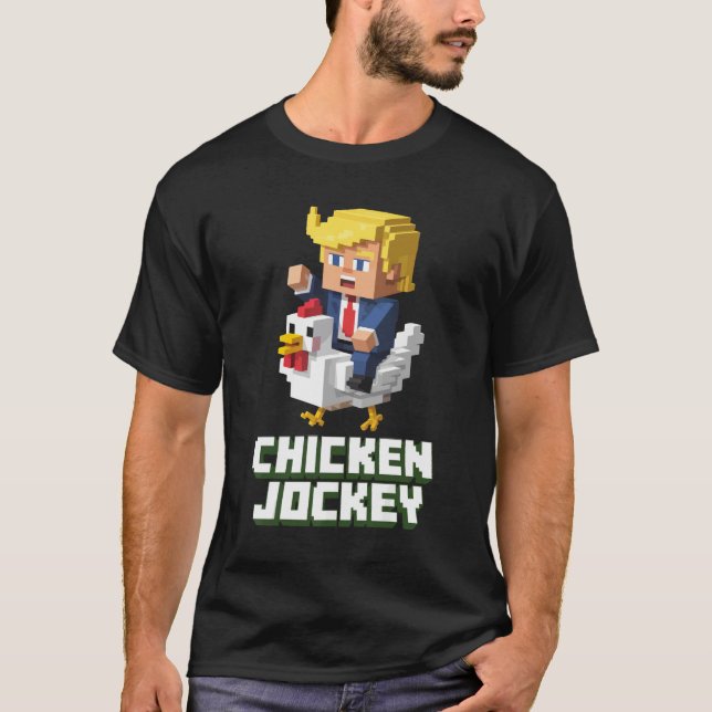 Chicken Jockey Trump Shirt - Meme Pixel Gamer (Front)