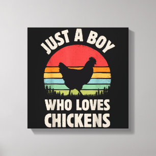 Chicken Just A Boy Who Loves Retro Farm Animal Far Canvas Print