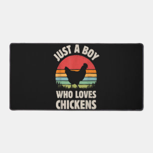 Chicken Just A Boy Who Loves Retro Farm Animal Far Desk Mat