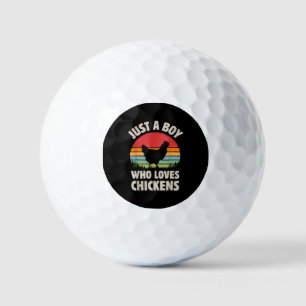 Chicken Just A Boy Who Loves Retro Farm Animal Far Golf Balls