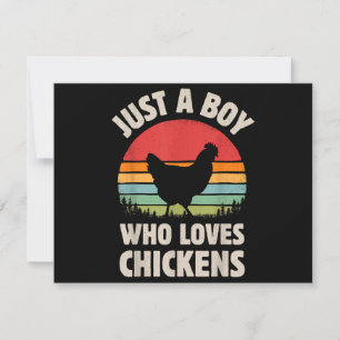 Chicken Just A Boy Who Loves Retro Farm Animal Far Invitation