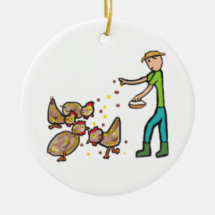 Chicken Keeping Ceramic Tree Decoration