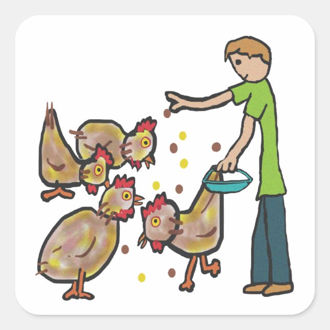 Chicken Keeping Square Sticker (Front)