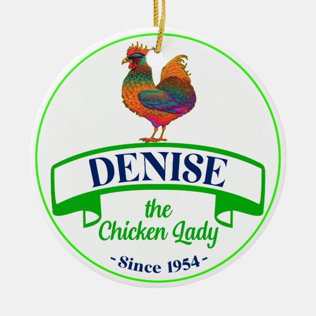 Chicken Lady Ceramic Tree Decoration (Front)