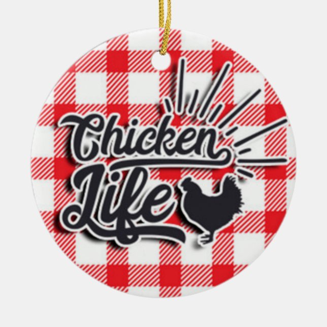 Chicken Life Ceramic Tree Decoration (Front)