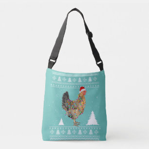 Chicken Lights with Santa Hat Christmas Pajamas Crossbody Bag