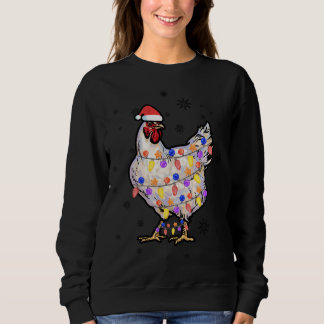 Chicken Lights with Santa Hat Christmas Pyjamas Fu Sweatshirt