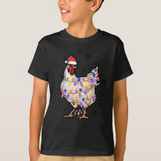 Chicken Lights with Santa Hat Christmas Pyjamas Fu T-Shirt