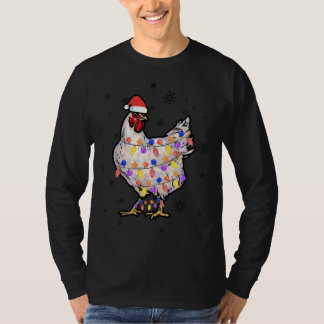 Chicken Lights with Santa Hat Christmas Pyjamas Fu T-Shirt