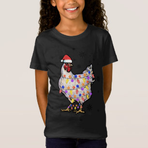 Chicken Lights with Santa Hat Christmas Pyjamas Fu T-Shirt