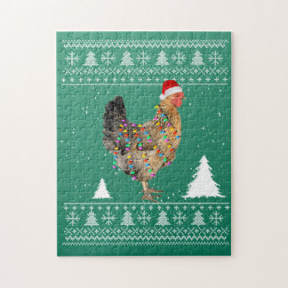 Chicken Lights with Santa Hat Christmas Pyjamas Jigsaw Puzzle