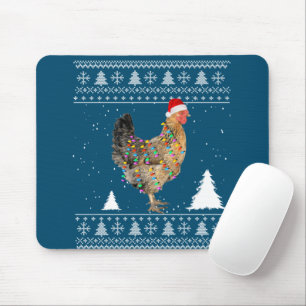 Chicken Lights with Santa Hat Christmas Pyjamas Mouse Pad