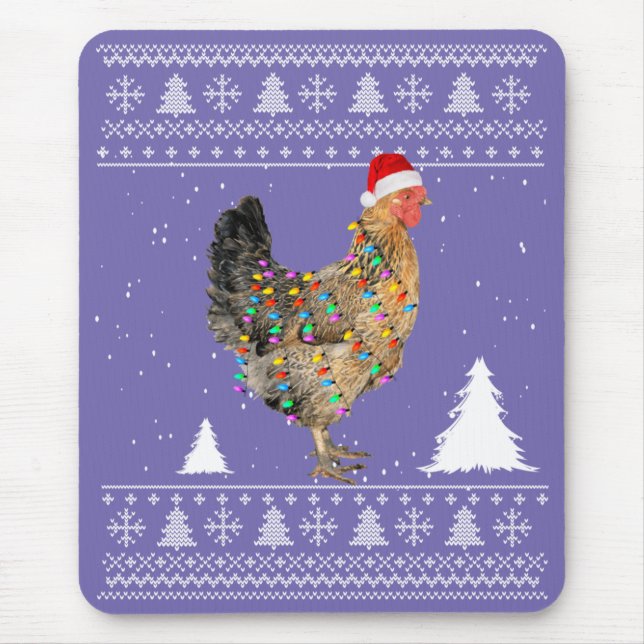 Chicken Lights with Santa Hat Christmas Pyjamas Mouse Pad (Front)