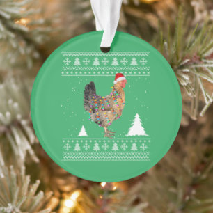 Chicken Lights with Santa Hat Christmas Pyjamas Ornament