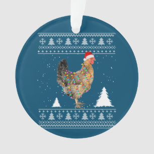 Chicken Lights with Santa Hat Christmas Pyjamas Ornament