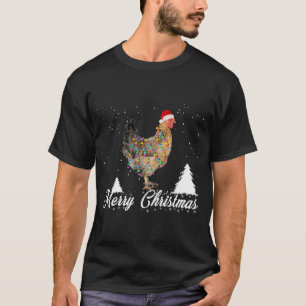 Chicken Lights with Santa Hat Christmas Pyjamas T-Shirt