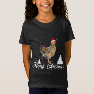 Chicken Lights with Santa Hat Christmas Pyjamas T-Shirt